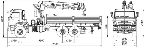 Габаритные размеры INMAN IT 200 тросовый на базе КАМАЗ 43118 с буром