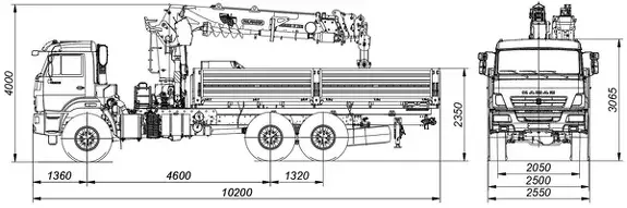 Габаритные размеры INMAN IT 200 тросовый на базе КАМАЗ 43118 с буром