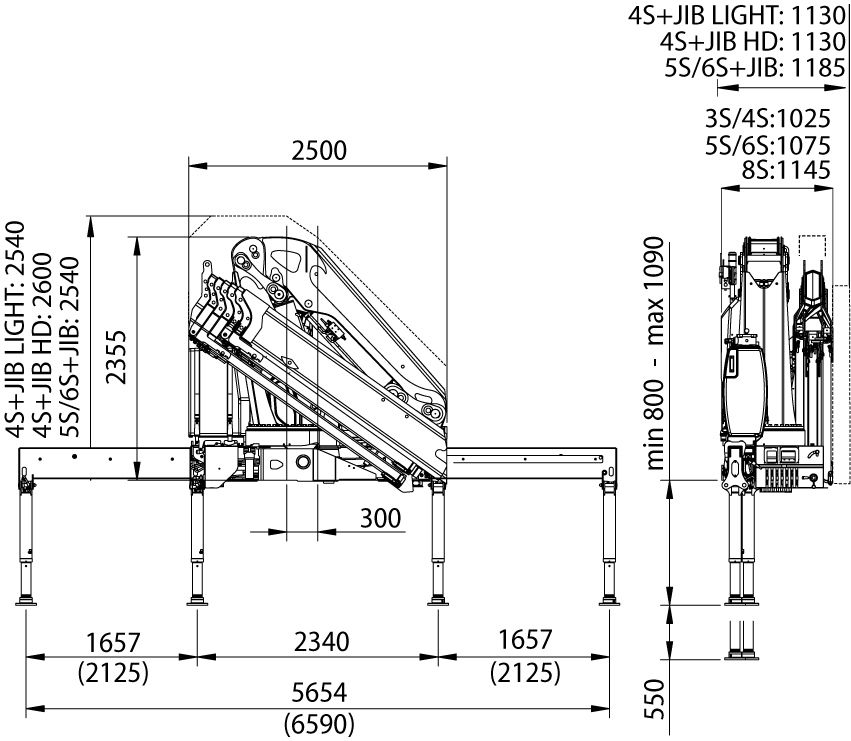 Габаритные размеры КМУ Effer 315