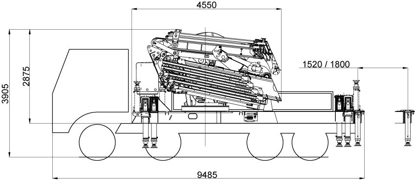 Габаритные размеры КМУ Effer 1855