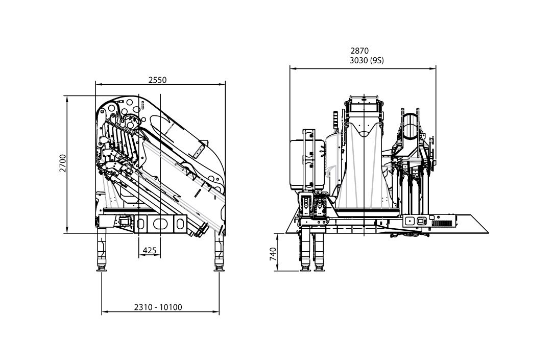 Габаритные размеры КМУ Effer 2055